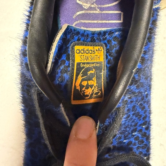 Adidas Blue and Black Cheetah Print Stan Smith Collab Sneakers - Picture 6 of 7